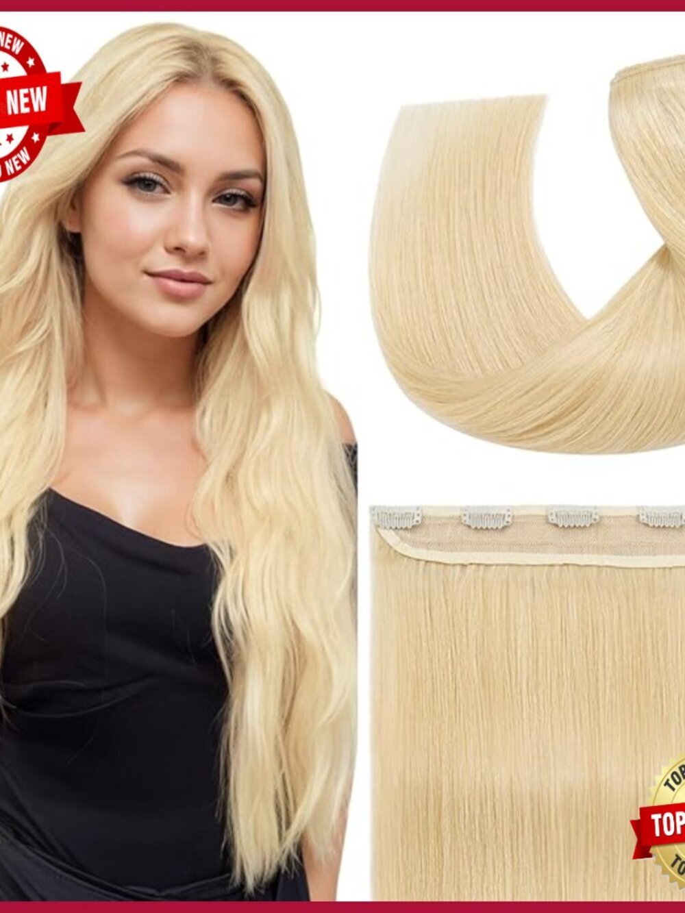 Human Hair Clip-In Extensions 20 Inch One Piece 5 Clips Remy Hair